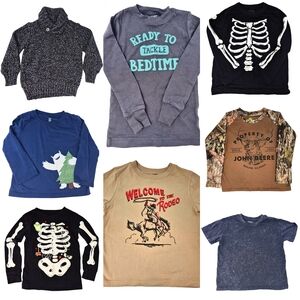 Toddler Boy 3T Clothing Bundle John Deere Sweater Skeleton Fall Shirts